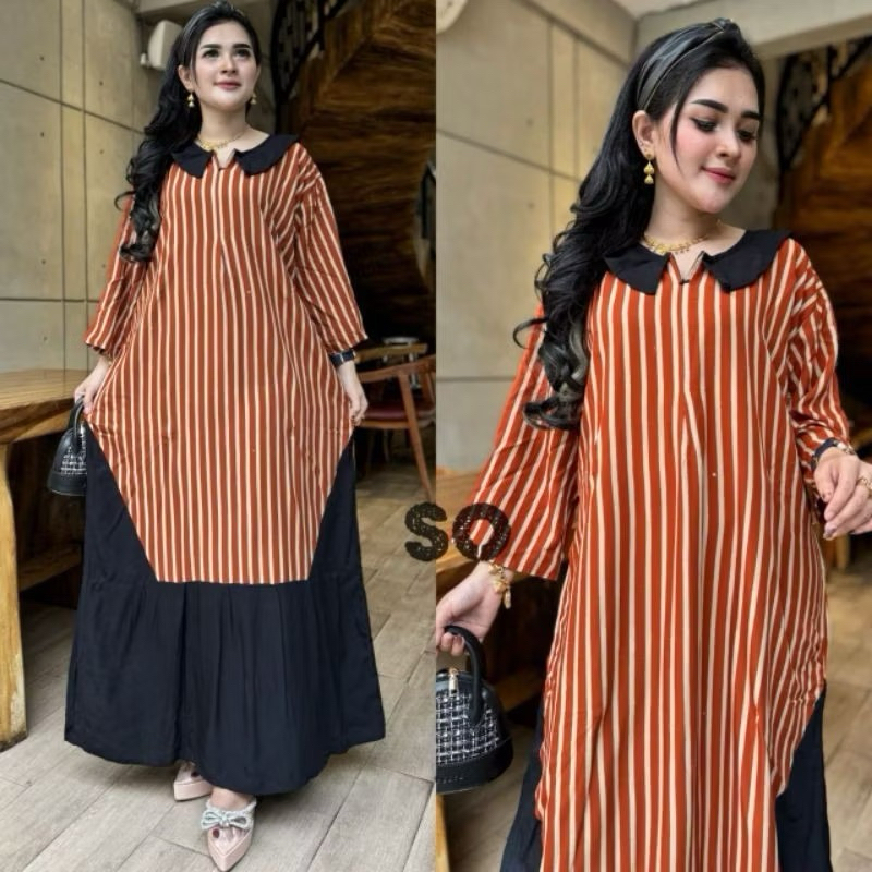 COD-gamis salur Fuji dress - MIDI DRESS RAYON BUSUI GARIS