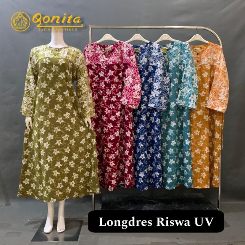 (Ld 120 Cm) Daster Qonita Batik Pekalongan ll Longdres Riswa Uv Adem dan Nyaman