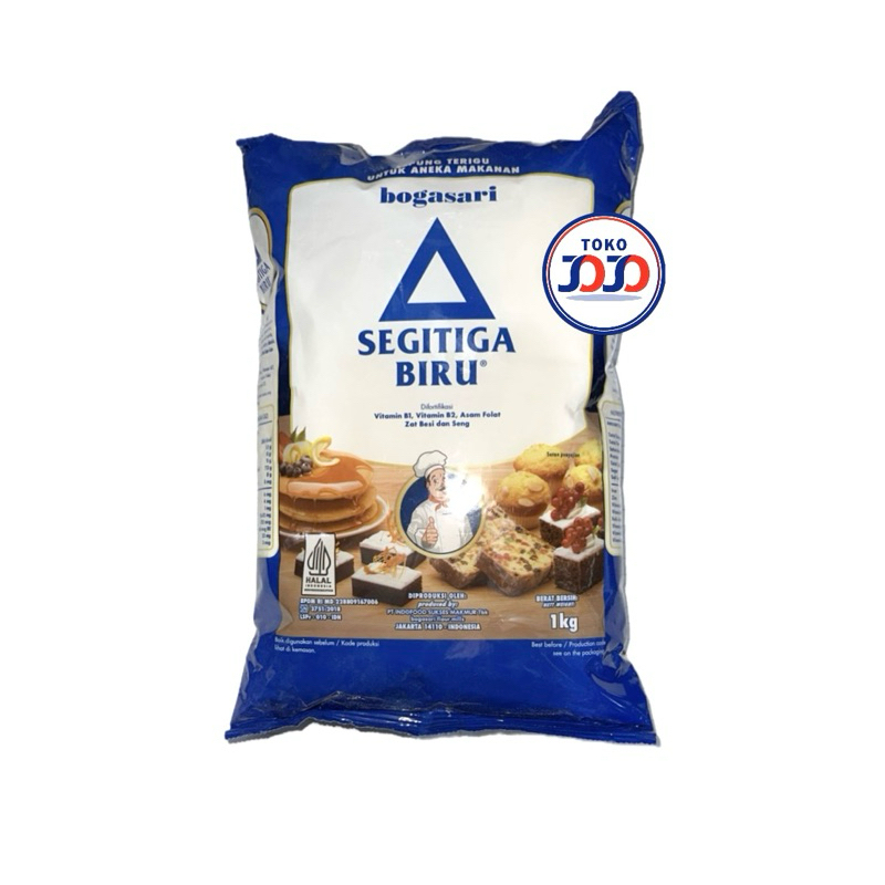 Tepung Terigu Premium Segitiga Biru Bogasari 1 KG - Tepung Terigu Premium, tepung terigu kue, tepung