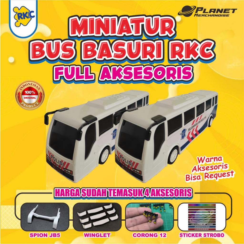 Paket Mainan Bis Basuri Transjakarta Full Aksesoris Putih