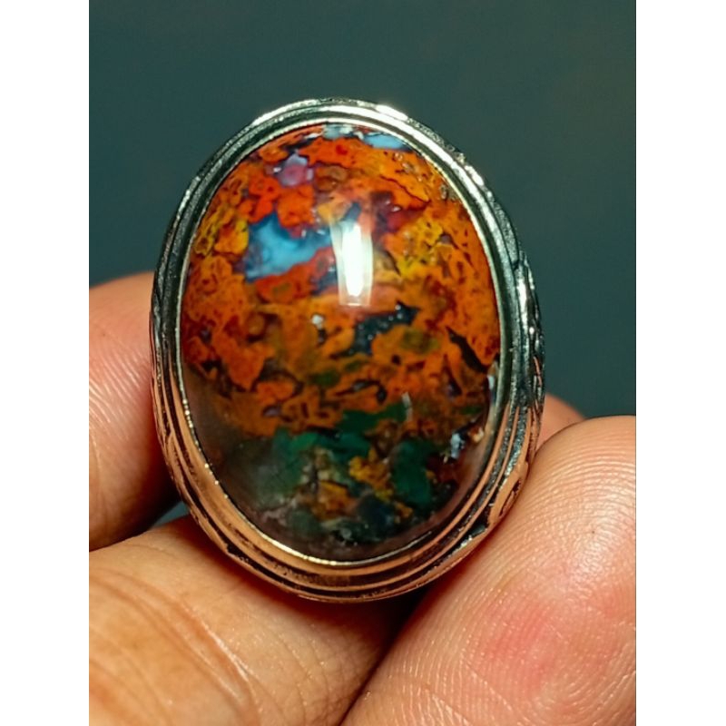 cincin batu akik pancawarna klawing  dim kantor super istimewa lain bacan garut