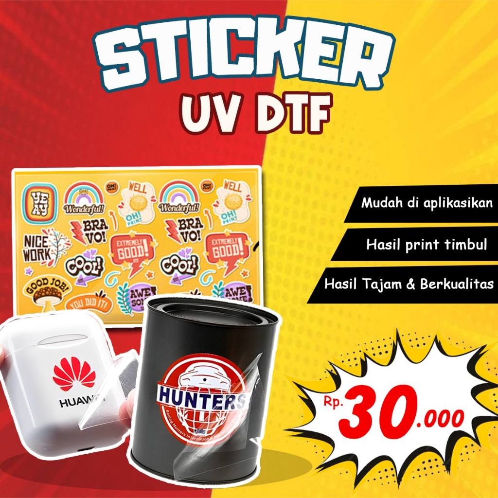 

cetak stiker dtf uv /cutting stiker custom/ full color bisa timbul/stiker murah/proses cepat