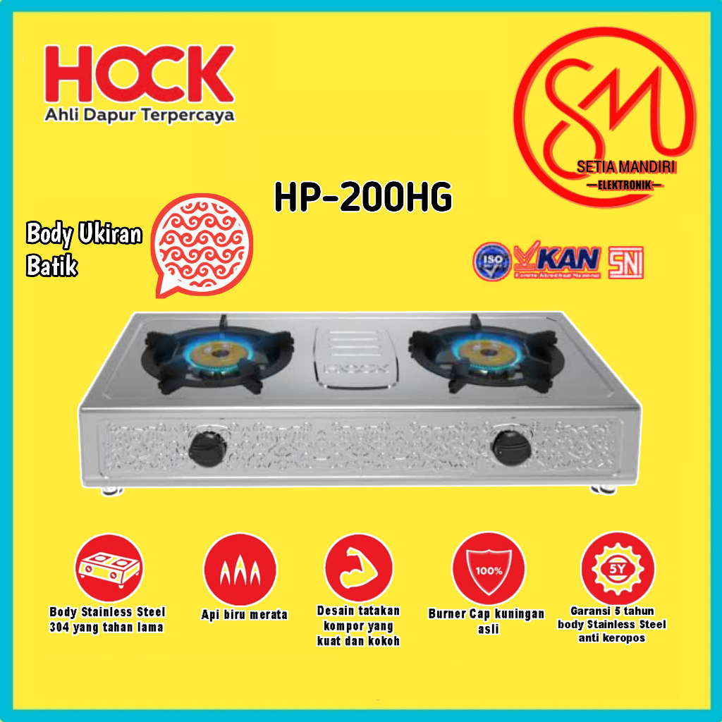 Hock Kompor Gas 2 Tungku Maharani Gold Full Stainless Steel HP-200HG