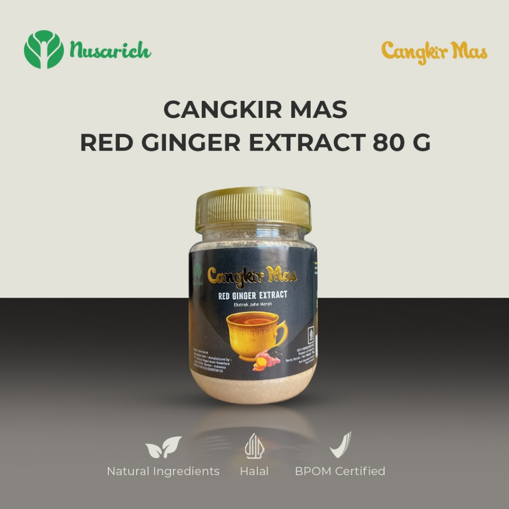 

Cangkir Mas Jahe Merah Ekstrak 80 Gram (tanpa gula , tanpa ampas , Mudah larut dan Ekstrak Jahe merah asli)
