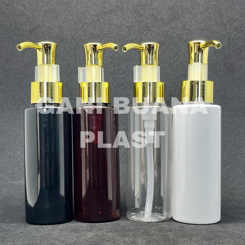 BOTOL PUMP 100ML RF VARIAN WARNA TUTUP PUMP CLIP OIL GOLD/BOTOL KEMASAN 100ML PLASTIK AESTHETIC