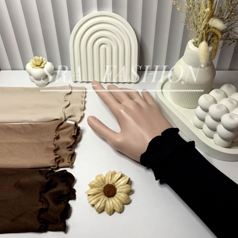 manset curly 2layer senada /handsock curly 2line/manset muslimah/handsock wanita