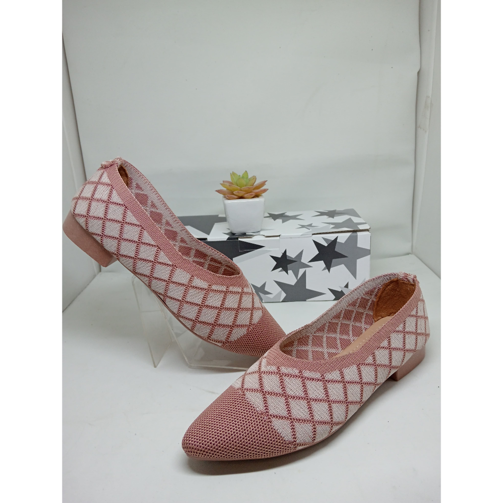 SEPATU WANITA BALET RAJUT IMPORT HAK 3CM DV-01