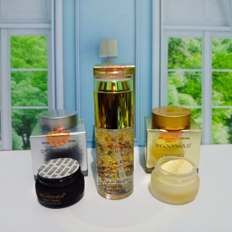 Paket 3in1 Cream Deonard Gold Siang Malam Dan Serum Deonard Miracle