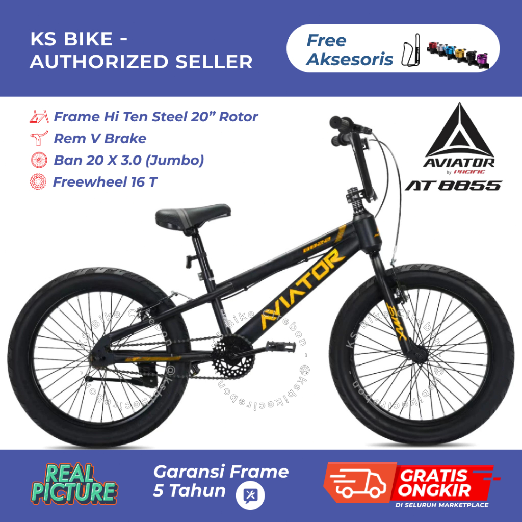 BMX Aviator 8822 3.0 20 Inch by Pacific Bike Garansi Resmi Sepeda Anak Laki Laki BMX Umur 7, 8, 9, 1