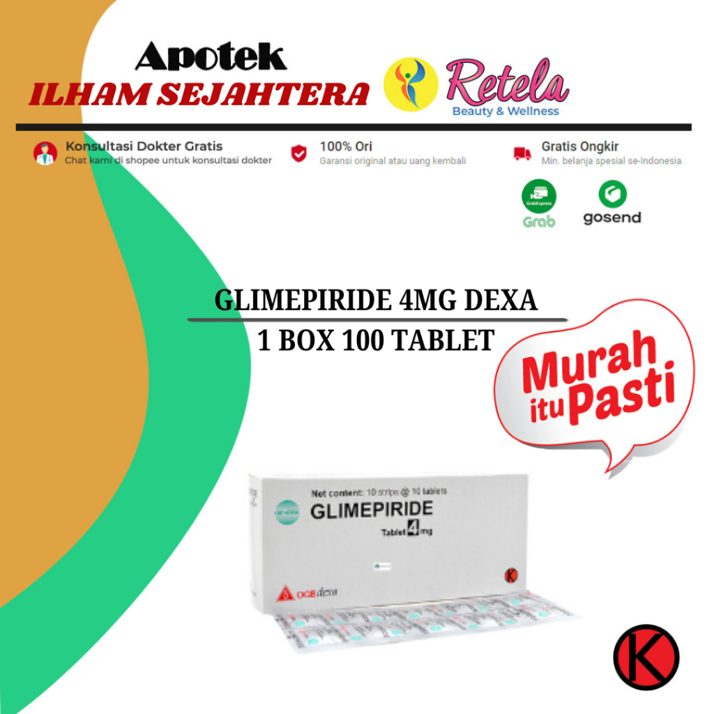 GLIMEPIRIDE 4MG 1 BOX 100 TABLET DEXA