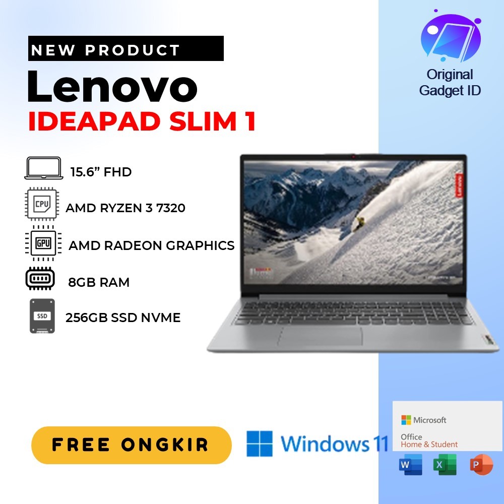 LENOVO IDEAPAD SLIM 1 15 RYZEN 3 7320 8GB 256GB SSD WIN11 15.6 FHD