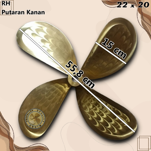 Baling baling kapal ukuran 22 x 20 mesin gearbox 4 daun Arcim Propeller