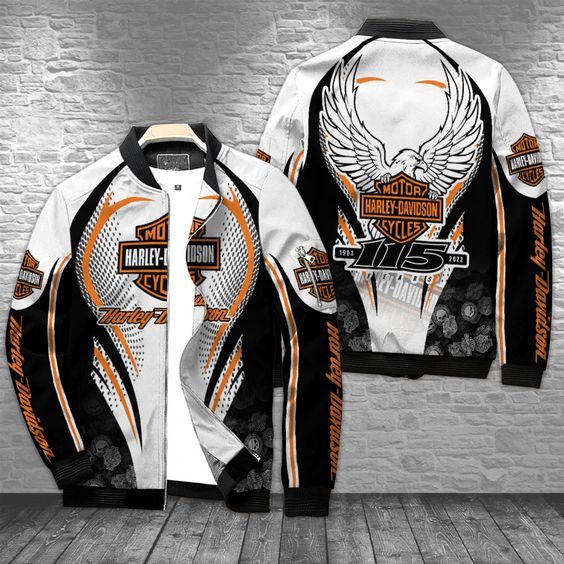 Jaket Bomber Pria High Quality Motif Harley Davidson Full Printing Bisa Custom art06