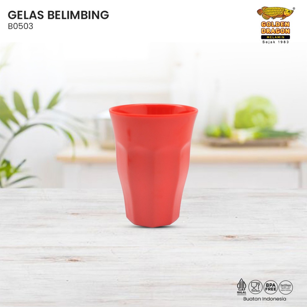 Arwana Houseware Gelas Belimbing (360 ml) B0503 - Golden Dragon Melamine