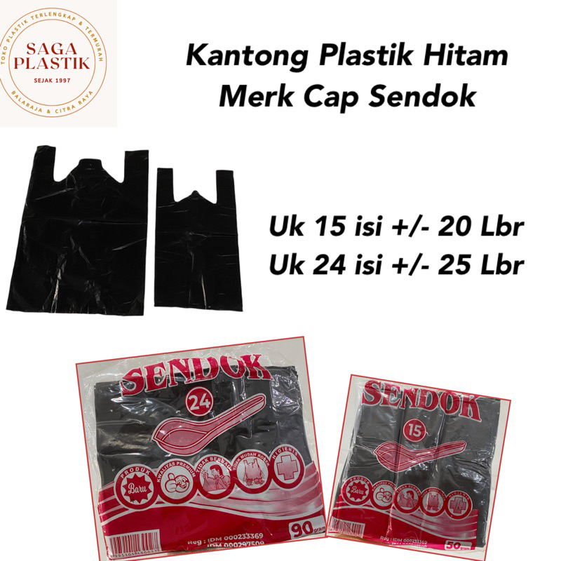 Kantong Plastik Kresek Hitam HD Cap Sendok MURAH uk 15 & 24 Kecil Tanggung