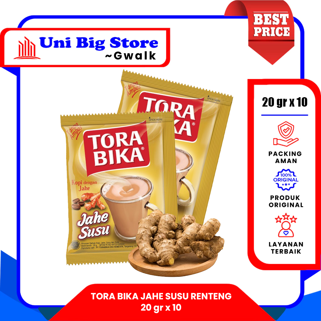 

TORA BIKA TORABIKA KOPI JAHE SUSU GINGER COFFEE RENTENG - (20 gr x 10 sachets)