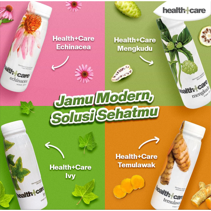 

Health+Care Minuman Jamu Health Drink Series Botol 220ml - Mengkudu / Temulawak / Echinacea / Ivy