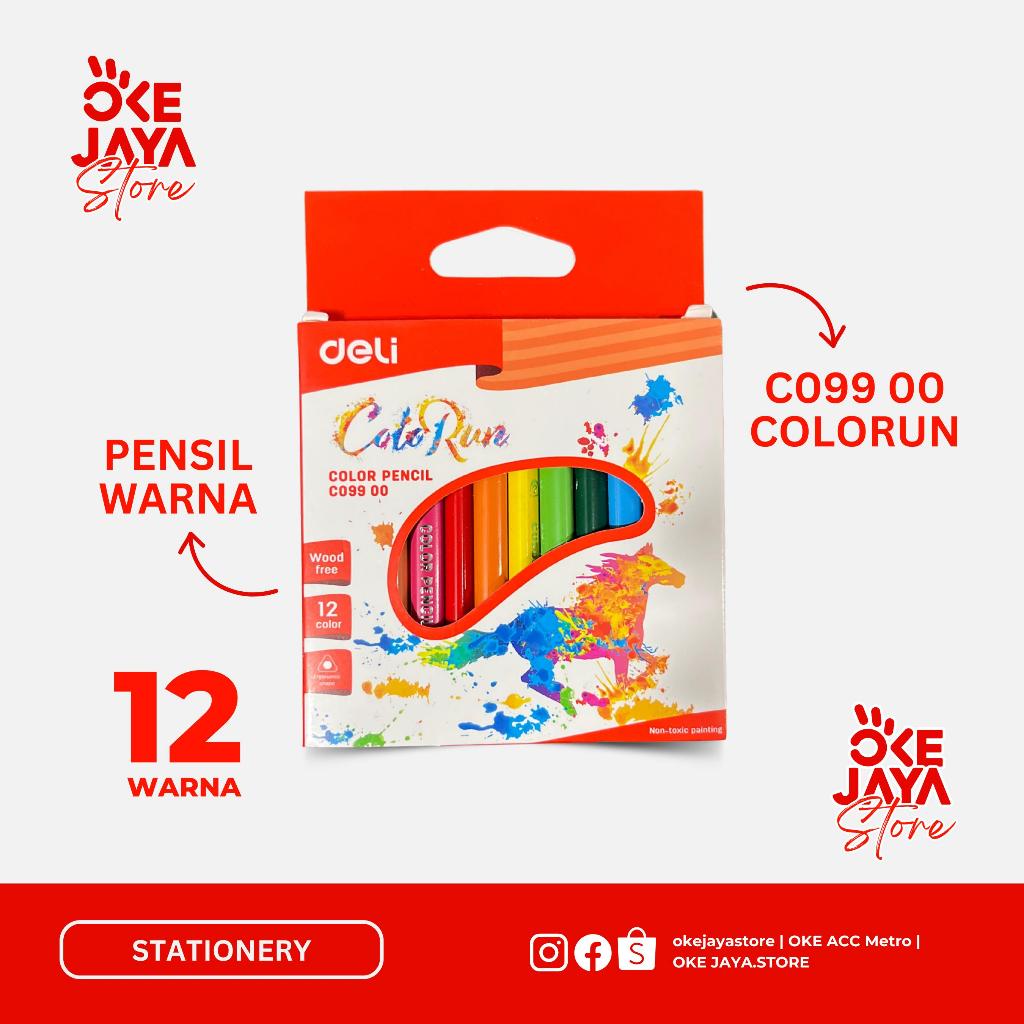 

Deli Pensil Warna 12 Warna Bebas Kayu, Warna Terang, Pegangan Segitiga EC09900