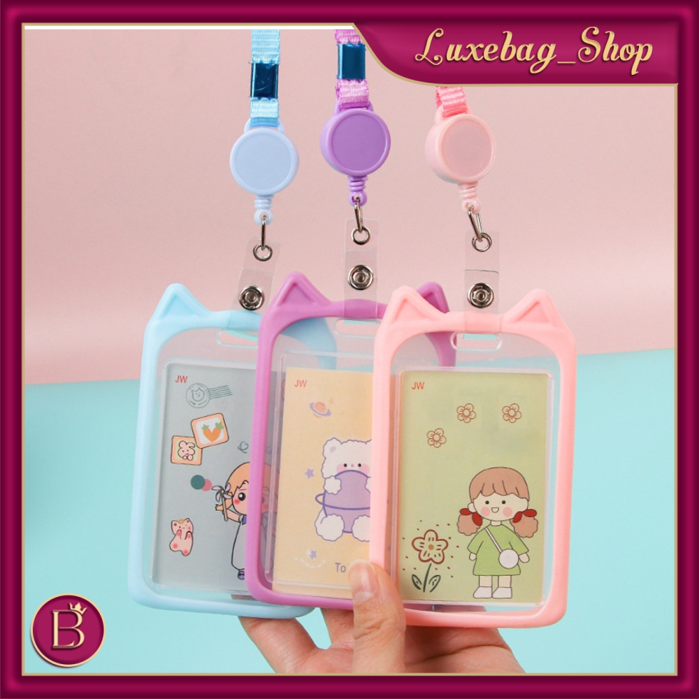 

LB Name Tag Lanyard Gantungan Kartu Motif Kuping / Id Card Holder Akses MRT Busway E-Money Bentuk Karakter Warna Pastel S091