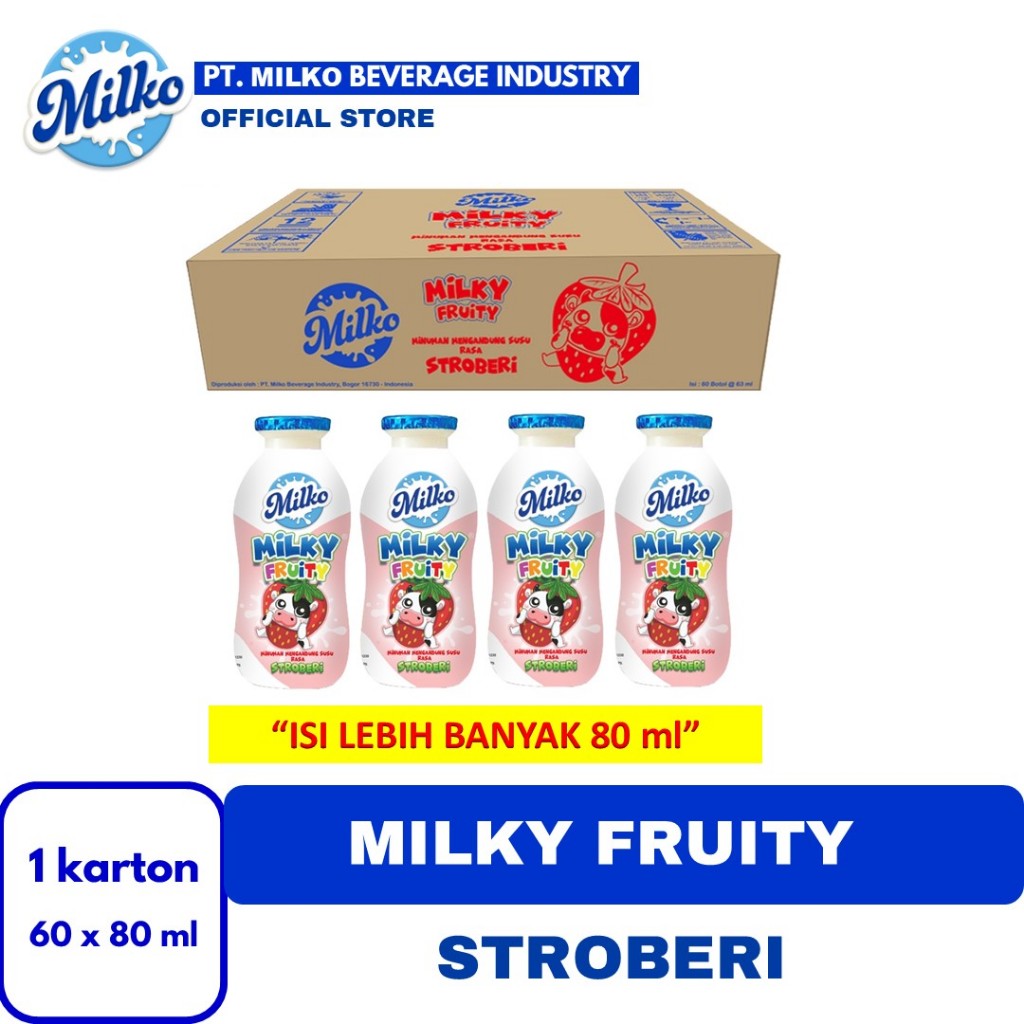 

MILKY FRUITY STROBERI Minuman Susu 60 x 80 ml (karton)