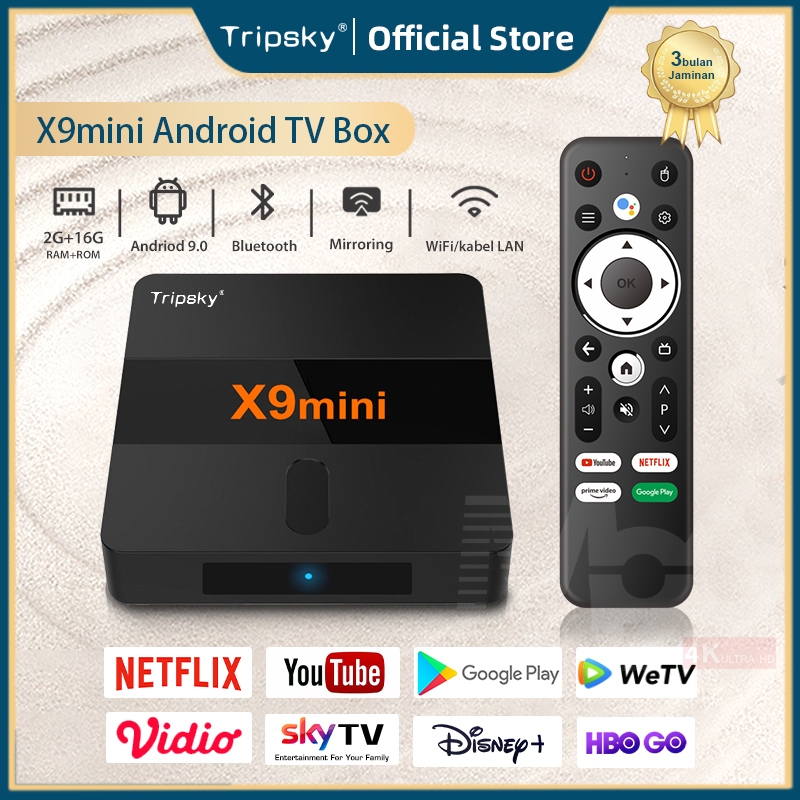 Tripsky X9mini Android Tv Box 4K HD Stb Android Tv Box Android 9 Ram 2GB Rom 16GB Bluetooth Smart Tv