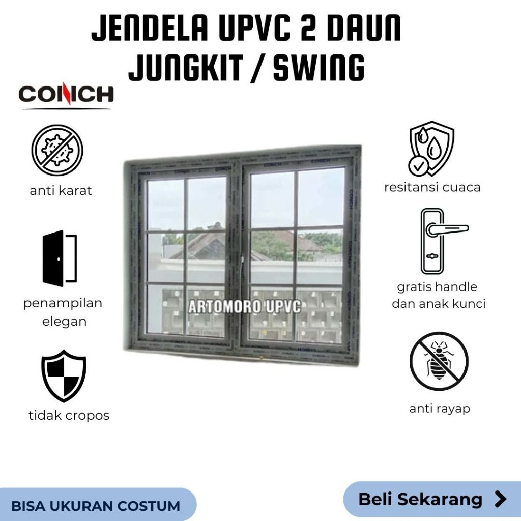 Jendela Double Swing UPVC Conch