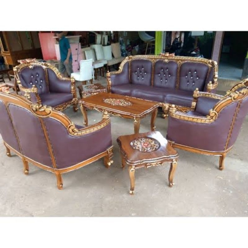 kursi tamu Romawi inggris, kursi tamu sofa mewah, kursi tamu jati ukir mewah