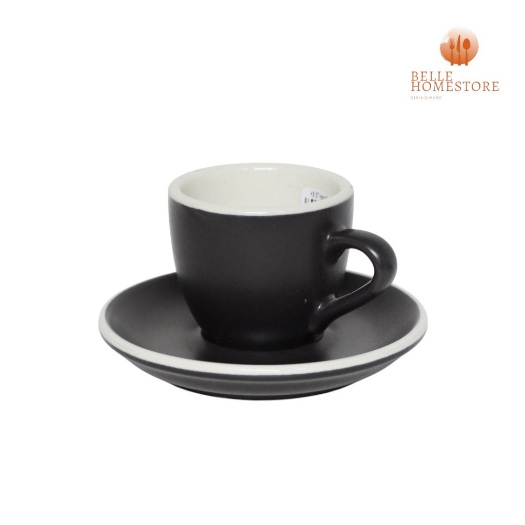 Mug gelas cangkir kopi ekspresso hitam doff by belle homestore kitchenware