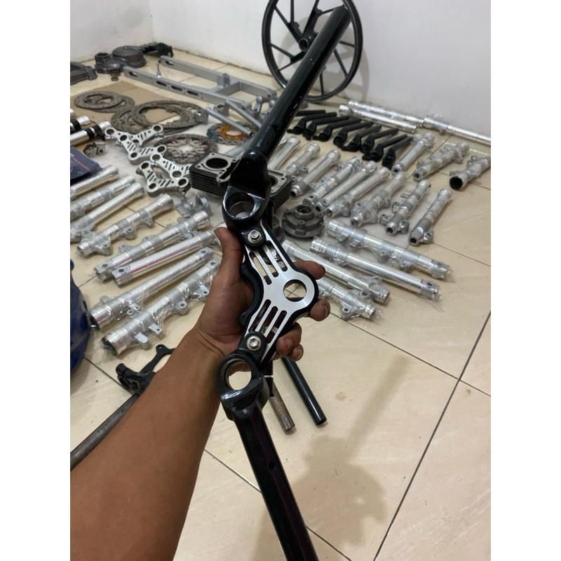 stang pendek 4 cm + T atas bubut coak satria fu 150
