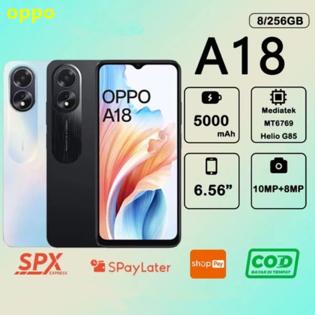 HP OPPO A18 Ram 8/256GB Smartphone5G LET 6.56 inch Dual SIM50MP+8MP.