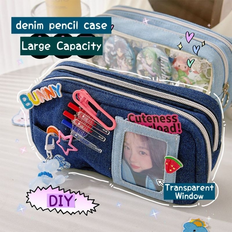 

Kotak Pensil Photocard / Tempat Pensil Multifungsi Kapasitas Besar / Pouch with Photocard slot / Big Pouch / Denim Pouch / Kpop Pouch