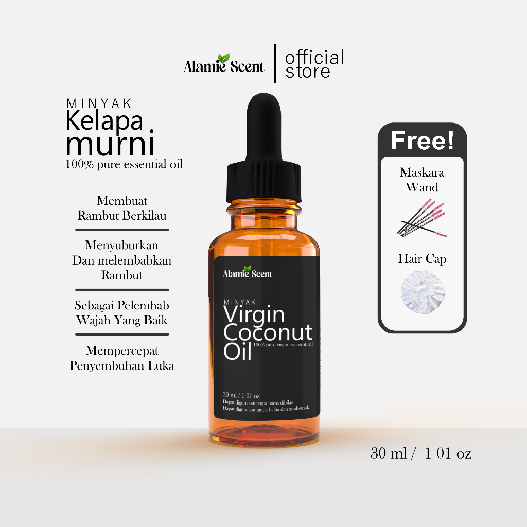 ALAMIE SCENT Virgin Coconut Oil PURE 100% Original 30ml - MInyak Kelapa Murni - Serum Rambut - Minya