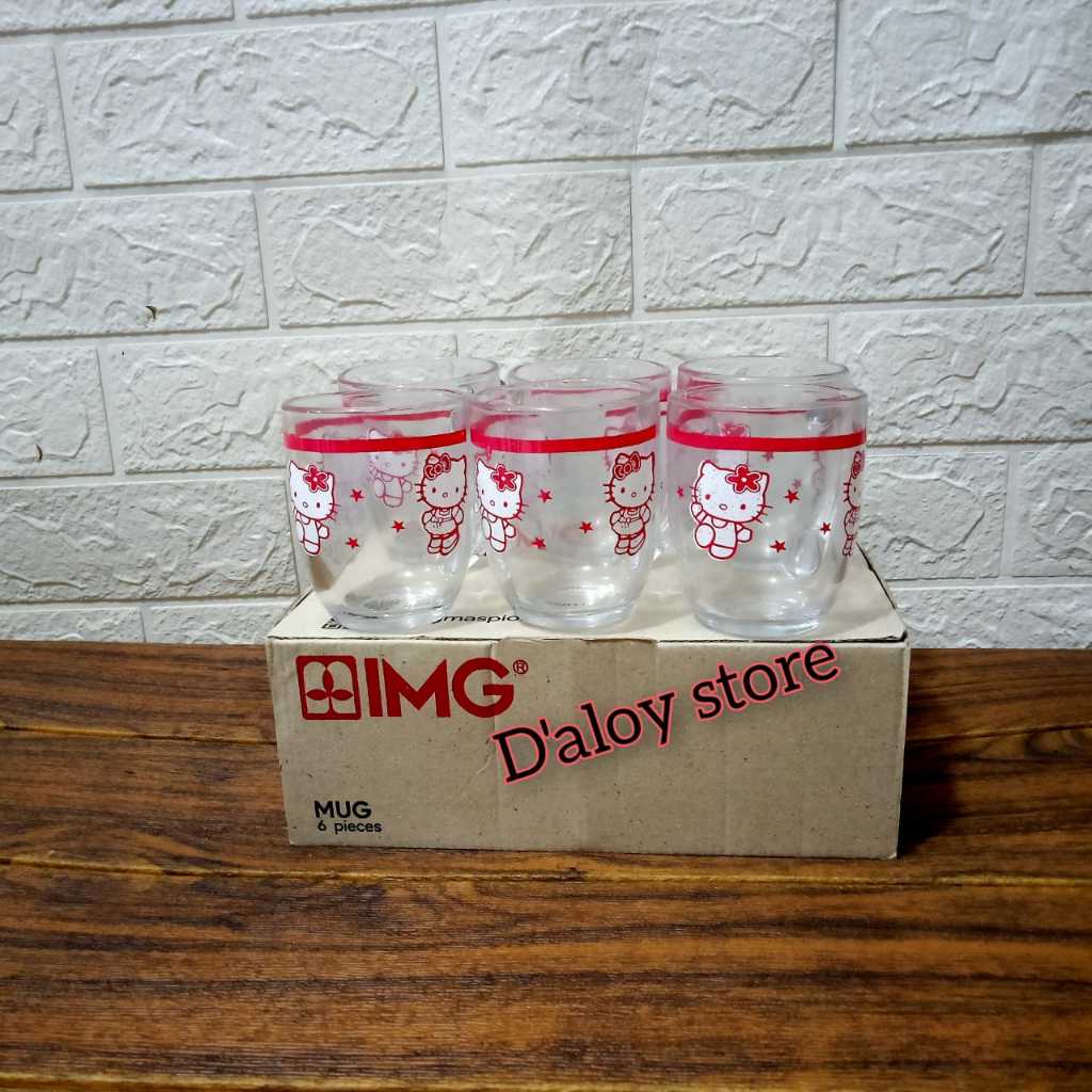 Terbaru 12pcs / 6 pcs gelas kopi motif/teh beling motif /gelas kaca/gelas gagang/gelas kopi motif