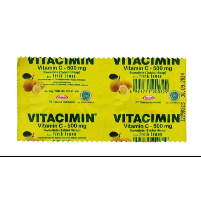 

PROMO Vitacimin C 500 Mg Rasa Fresh Lemon 1 strip isi 2 tablet