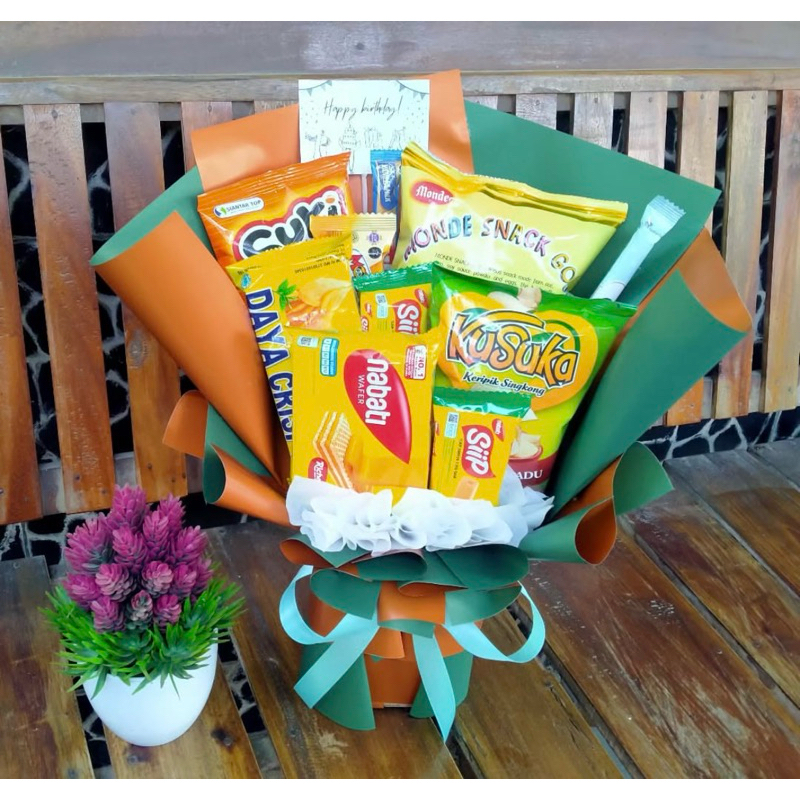 

buket snack/bucket ciki/hadiah ulang tahun/anniv/wedding/wisuda/dll