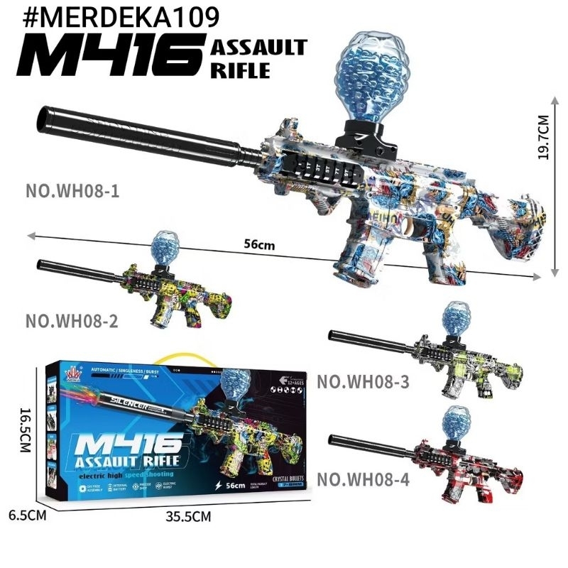 Mainan Anak tembakan water gell m416 Lampu Led Automatic Electric baterai charger News