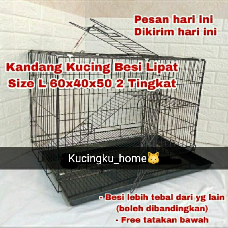 KANDANG KUCING BESI SIZE L MURAH 2 TINGKAT