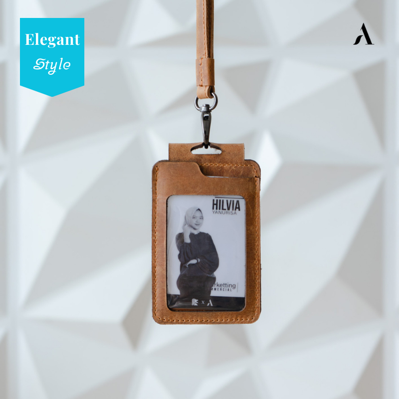 

Berly Landyard Alona Leather Wallet with Chest Name Tag - Id Card Kulit Sapi Asli Model Kalung