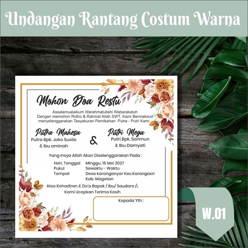 Undangan Rantang | Undangan Punjungan Custom Warna