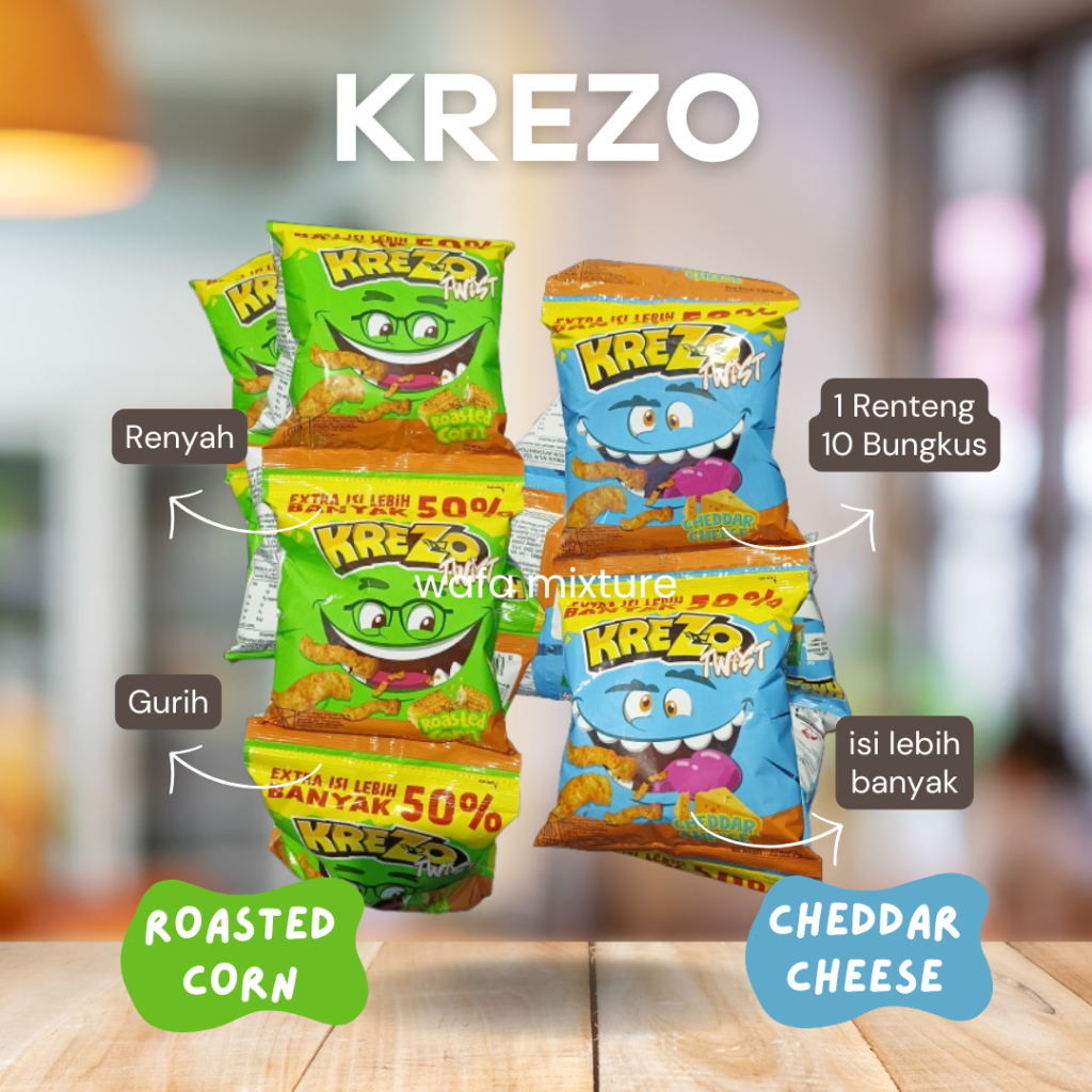 

Dua Kelinci KREZO TWIST : Duo Varian Rasa Istimewa, Jagung Manis & Keju Gurih!