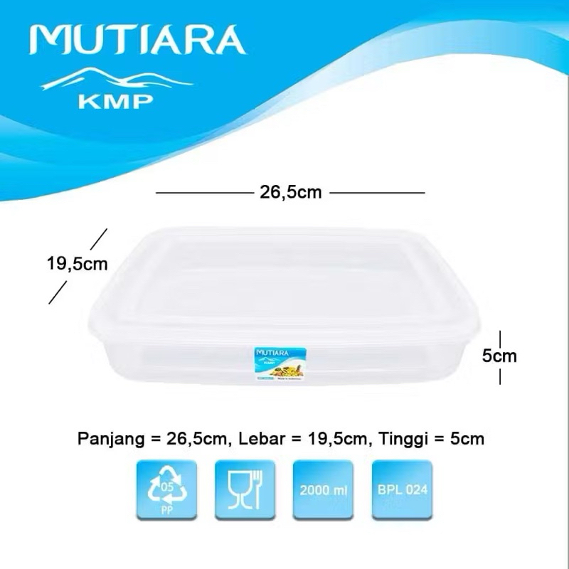Toples KMP 2000 ML Sealware Mutiara KMP BPL024 - Kotak Makanan Kotak Serbaguna