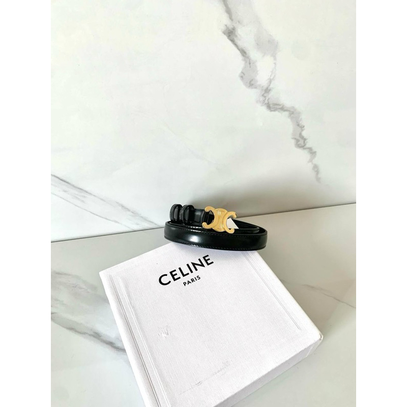 Celine Belt Triomphe Calfskin GHW — 1,8cm Black Ghw