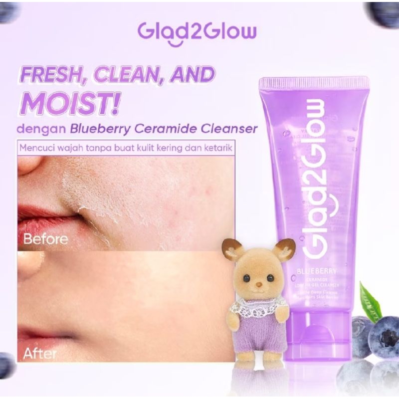 Glad2Glow Blueberry Ceramide Gel Cleanser / Facial Wash g2g / Sabun Cuci Muka / Face Wash
