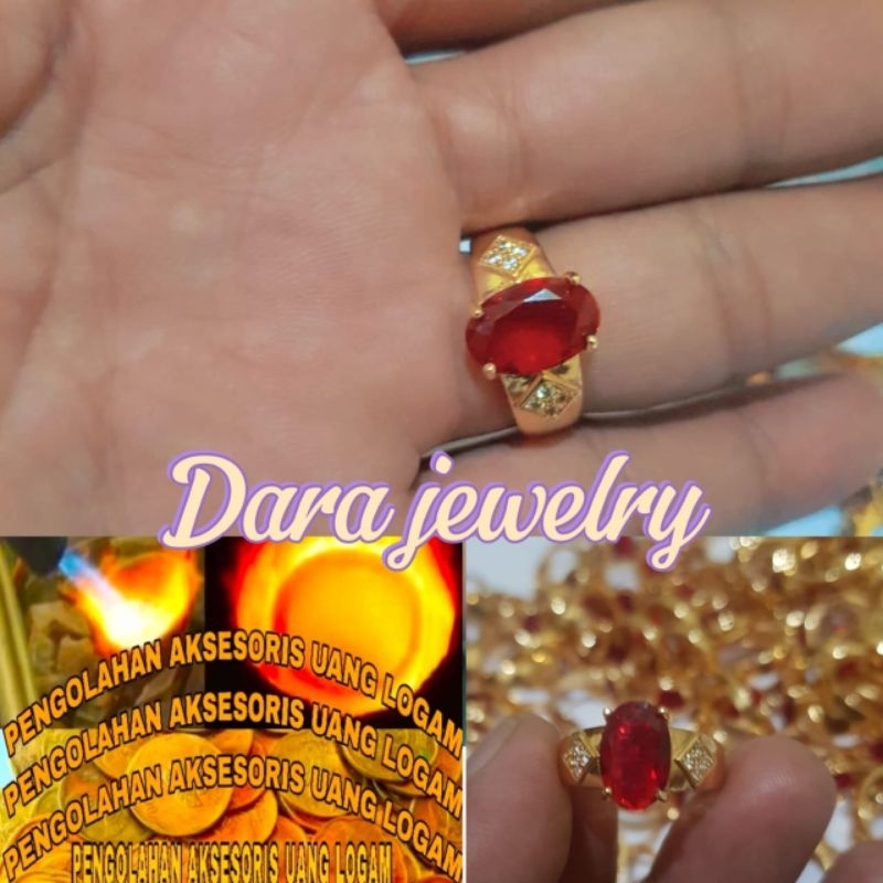 cincin batu delima merah dari bahan koin 1991
