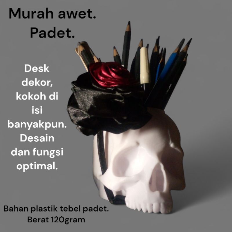 

tempat pensil pulpen tengkorak alat kantor dekorasi unik