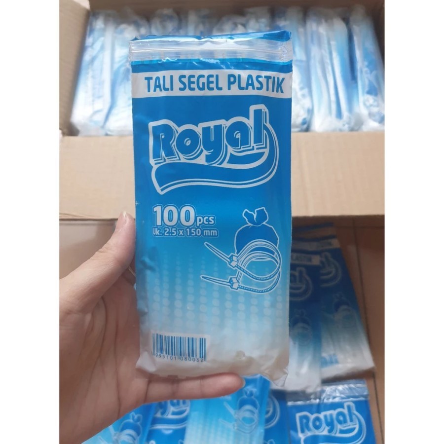 

Tali Ties Tis Segel Plastik Kabel Ties Merk Royal Isi 100 Pcs Tali Segel Plastik Royal 2,5x150mm Cabel Ties Tali Pengikat untuk segel Kantong Makanan
