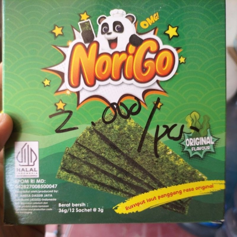 

Rumput Laut Norigo.grosir Rp 21.000, berat 36 gram