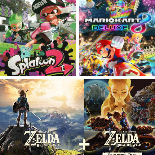 The Legend of Zelda: Breath of the Wild With DLC, Splatoon 2, Mario Kart 8 - Nintendo Switch (digita