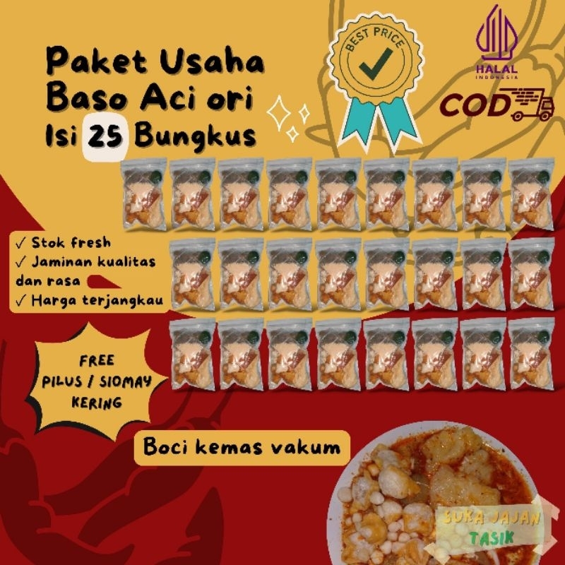 

Paket Usaha Baso Aci Ori isi 25 Bungkus / FREE TOPING (PILUS CIKUR / SIOMAY KERING)