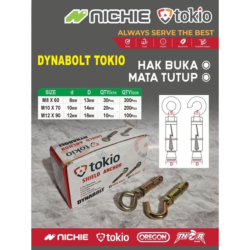 Dynabolt Hook Anchor 8mm 10mm 12mm / Dynabolt Eye Anchor 8mm 10mm 12mm / Dynabolt Hak Buka Tutup